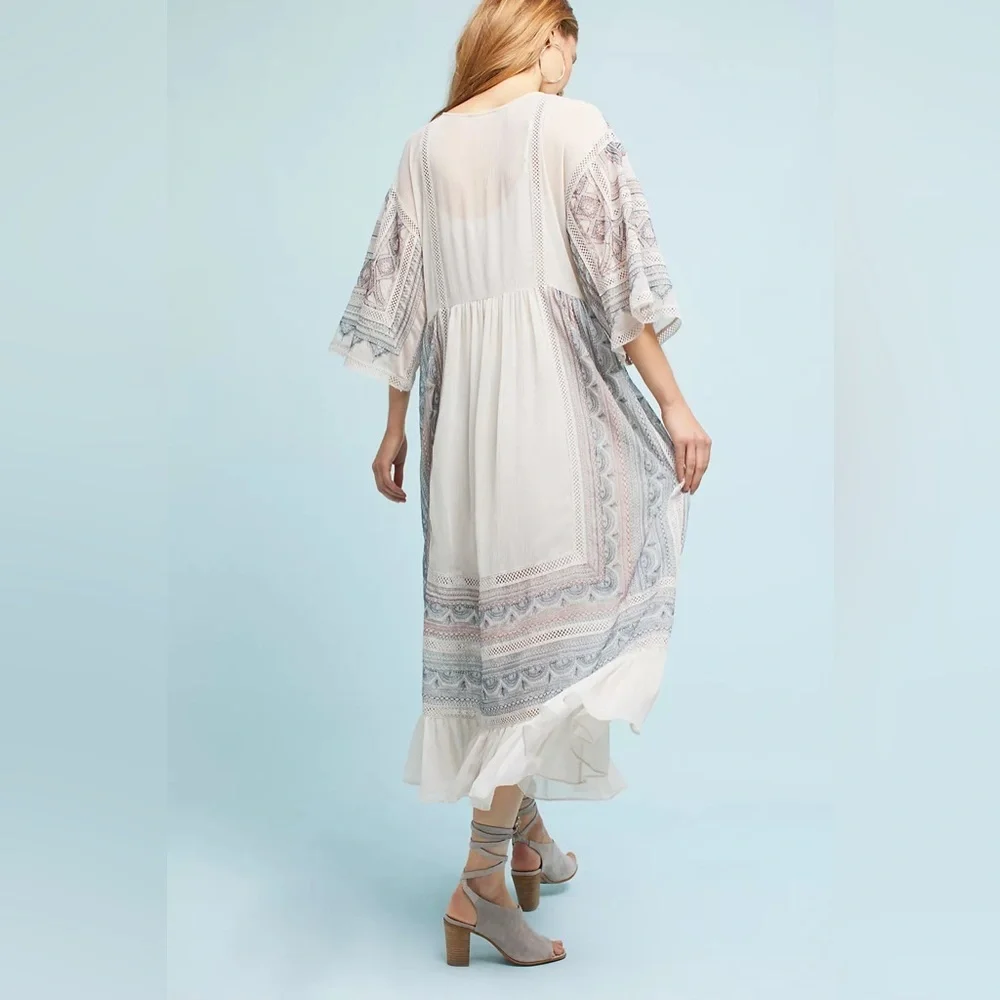 Anthropologie Meave Toronto Maxi Dress Bohemian Boho Embroidered Flowy Gauze Sm - Picture 2 of 10